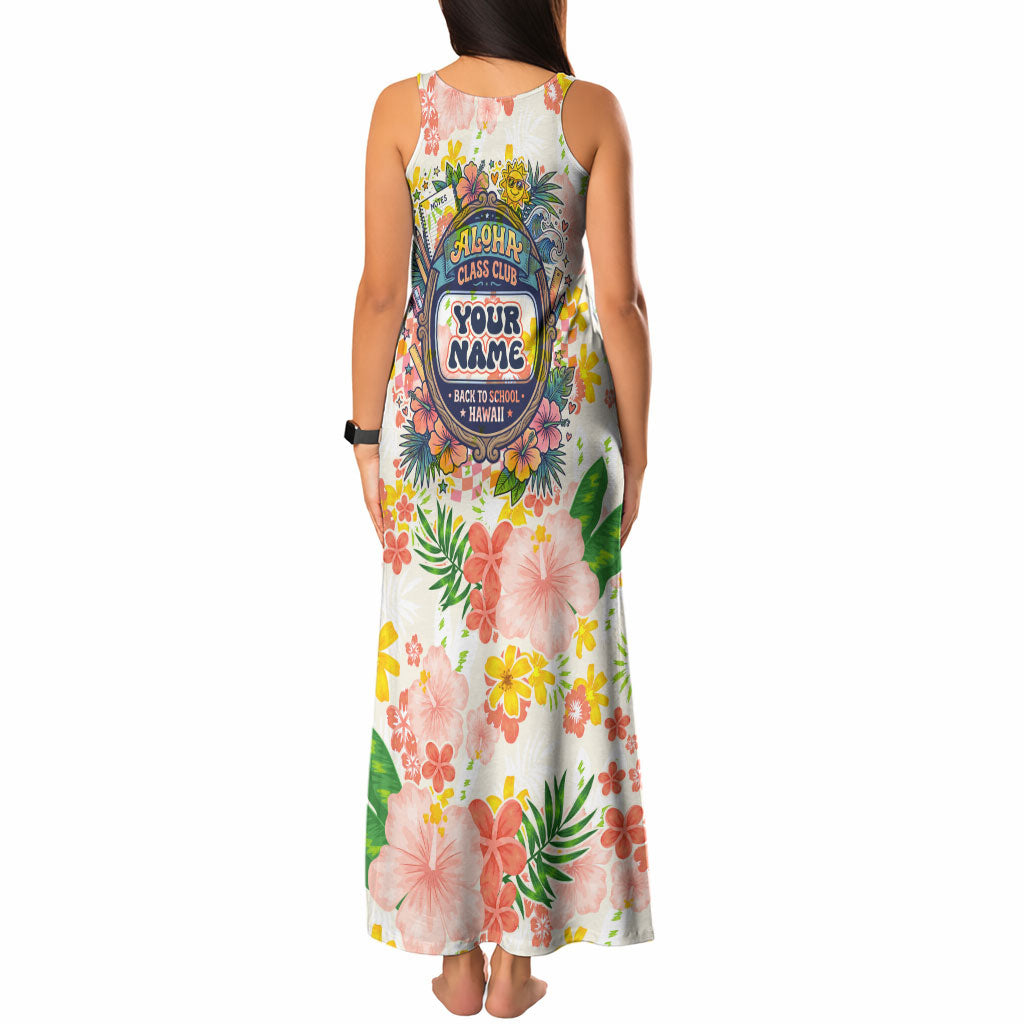 Personalized Hawaii School Club Back To Class Tank Maxi Dress Retro Tropical Hibiscus Pattern With Open Notebook TS04 - Polynesian Pride