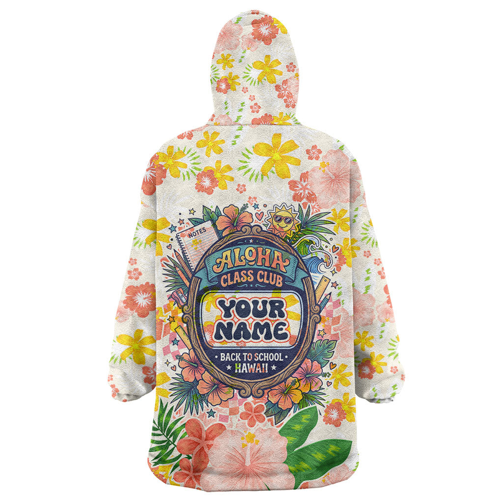 Personalized Hawaii School Club Back To Class Wearable Blanket Hoodie Retro Tropical Hibiscus Pattern With Open Notebook TS04 - Polynesian Pride