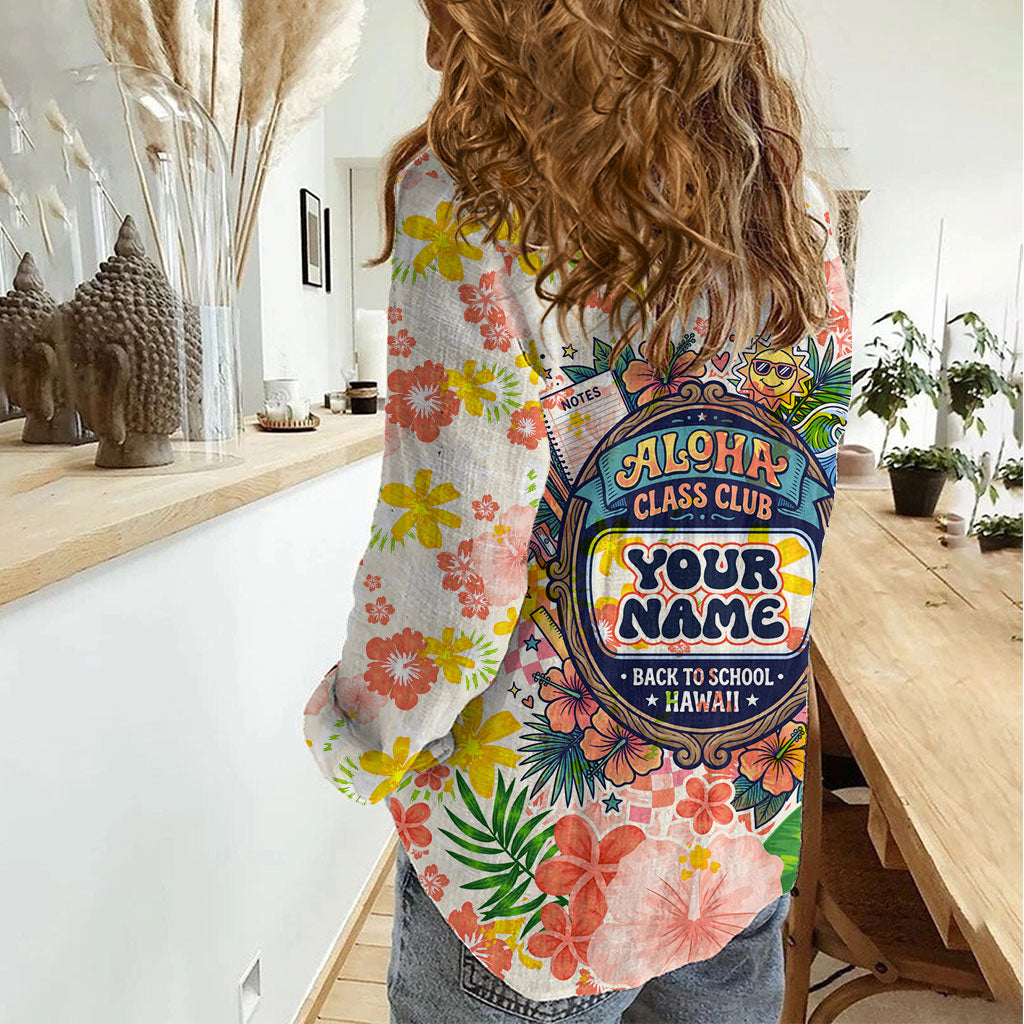 Personalized Hawaii School Club Back To Class Women Casual Shirt Retro Tropical Hibiscus Pattern With Open Notebook TS04 - Polynesian Pride
