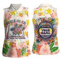 Personalized Hawaii School Club Back To Class Women Sleeveless Polo Shirt Retro Tropical Hibiscus Pattern With Open Notebook TS04 - Polynesian Pride