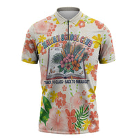 Personalized Hawaii School Club Back To Class Zipper Polo Shirt Retro Tropical Hibiscus Pattern With Open Notebook TS04 White Orange - Polynesian Pride