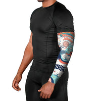 Personalized Hawaii Back To School Arm Sleeves Retro Rainbow Sun with Tropical Hibiscus Flowers TS04 - Polynesian Pride