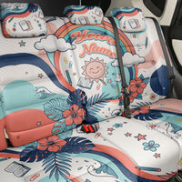 Personalized Hawaii Back To School Back Car Seat Cover Retro Rainbow Sun with Tropical Hibiscus Flowers TS04 - Polynesian Pride