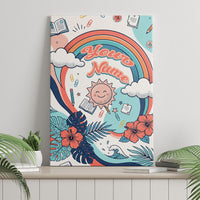 Personalized Hawaii Back To School Canvas Wall Art Retro Rainbow Sun with Tropical Hibiscus Flowers TS04 - Polynesian Pride