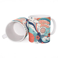 Personalized Hawaii Back To School Ceramic Mug Retro Rainbow Sun with Tropical Hibiscus Flowers TS04 - Polynesian Pride