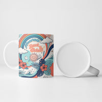 Personalized Hawaii Back To School Ceramic Mug Retro Rainbow Sun with Tropical Hibiscus Flowers TS04 - Polynesian Pride
