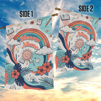 Personalized Hawaii Back To School Garden Flag Retro Rainbow Sun with Tropical Hibiscus Flowers TS04 - Polynesian Pride