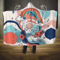 Personalized Hawaii Back To School Hooded Blanket Retro Rainbow Sun with Tropical Hibiscus Flowers TS04 - Polynesian Pride