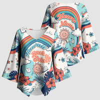 Personalized Hawaii Back To School Kimono Sleeve Blouse Retro Rainbow Sun with Tropical Hibiscus Flowers TS04 - Polynesian Pride