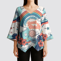 Personalized Hawaii Back To School Kimono Sleeve Blouse Retro Rainbow Sun with Tropical Hibiscus Flowers TS04 - Polynesian Pride