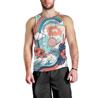 Personalized Hawaii Back To School Men Tank Top Retro Rainbow Sun with Tropical Hibiscus Flowers TS04 - Polynesian Pride