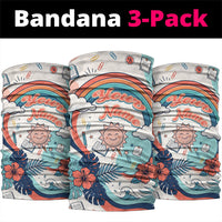 Personalized Hawaii Back To School Neck Gaiter Retro Rainbow Sun with Tropical Hibiscus Flowers TS04 package One Size: 25*50cm White Blue - Polynesian Pride