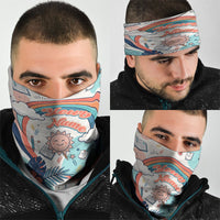 Personalized Hawaii Back To School Neck Gaiter Retro Rainbow Sun with Tropical Hibiscus Flowers TS04 - Polynesian Pride