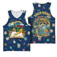 Personalized Hawaii Back To School Aloha Learning Basketball Jersey Retro Rainbow open Notebook with Pineapple and Hibiscus Flowers TS04 - Polynesian Pride