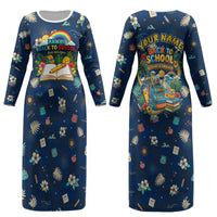 Personalized Hawaii Back To School Aloha Learning Couples Matching Long Sleeve Bodycon Dress and Long Sleeve Button Shirt Retro Rainbow open Notebook with Pineapple and Hibiscus Flowers TS04 - Polynesian Pride