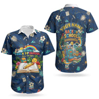 Personalized Hawaii Back To School Aloha Learning Couples Matching Off Shoulder Maxi Dress and Hawaiian Shirt Retro Rainbow open Notebook with Pineapple and Hibiscus Flowers TS04 - Polynesian Pride