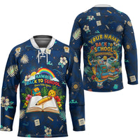 Personalized Hawaii Back To School Aloha Learning Hockey Jersey Retro Rainbow open Notebook with Pineapple and Hibiscus Flowers TS04 - Polynesian Pride