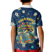 Personalized Hawaii Back To School Aloha Learning Kid Polo Shirt Retro Rainbow open Notebook with Pineapple and Hibiscus Flowers TS04 - Polynesian Pride