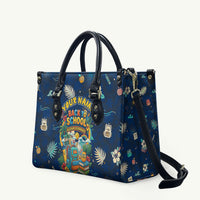 Personalized Hawaii Back To School Aloha Learning Leather Bag Retro Rainbow open Notebook with Pineapple and Hibiscus Flowers TS04 Blue - Polynesian Pride