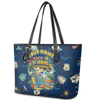 Personalized Hawaii Back To School Aloha Learning Leather Tote Bag Retro Rainbow open Notebook with Pineapple and Hibiscus Flowers TS04 - Polynesian Pride