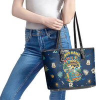 Personalized Hawaii Back To School Aloha Learning Leather Tote Bag Retro Rainbow open Notebook with Pineapple and Hibiscus Flowers TS04 - Polynesian Pride