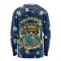 Personalized Hawaii Back To School Aloha Learning Long Sleeve Shirt Retro Rainbow open Notebook with Pineapple and Hibiscus Flowers TS04 - Polynesian Pride