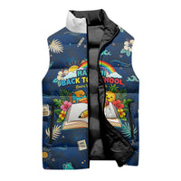 Personalized Hawaii Back To School Aloha Learning Sleeveless Puffer Jacket Retro Rainbow open Notebook with Pineapple and Hibiscus Flowers TS04 - Polynesian Pride