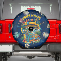 Personalized Hawaii Back To School Aloha Learning Spare Tire Cover Retro Rainbow open Notebook with Pineapple and Hibiscus Flowers TS04 - Polynesian Pride
