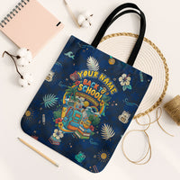 Personalized Hawaii Back To School Aloha Learning Tote Bag Retro Rainbow open Notebook with Pineapple and Hibiscus Flowers TS04 Black Strap One Size Blue - Polynesian Pride