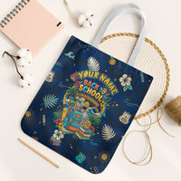Personalized Hawaii Back To School Aloha Learning Tote Bag Retro Rainbow open Notebook with Pineapple and Hibiscus Flowers TS04 White Strap One Size Blue - Polynesian Pride