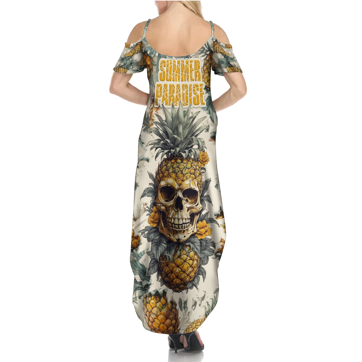 Pineapple Skull Summer Maxi Dress Summer Paradise TS04 Women Multicolor - Polynesian Pride