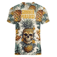 Pineapple Skull Women V Neck T Shirt Summer Paradise TS04 Female Multicolor - Polynesian Pride