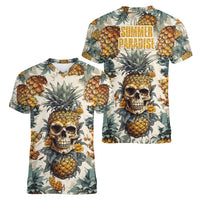 Pineapple Skull Women V Neck T Shirt Summer Paradise TS04 - Polynesian Pride