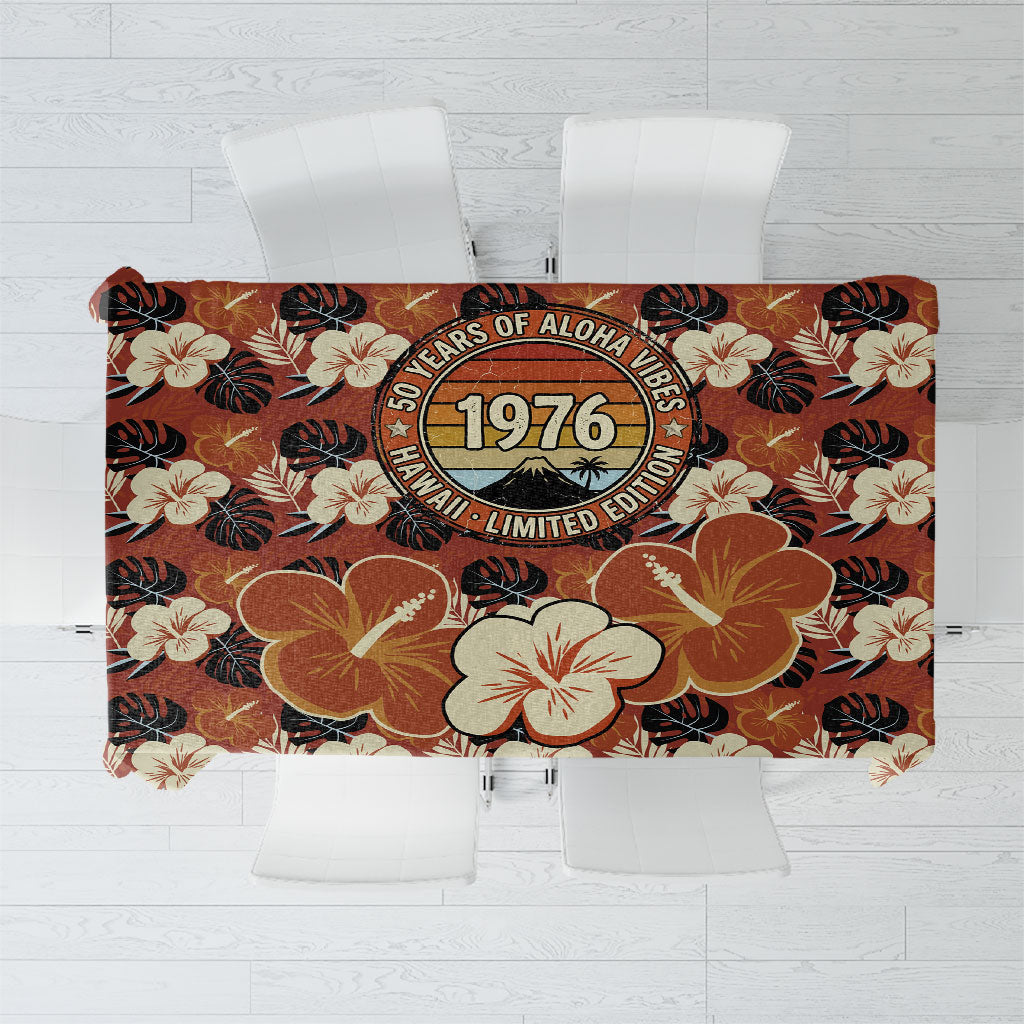 Hawaii 50th Birthday Tablecloth Vintage 1976 Limited Edition Floral Surfboard Aloha Vibes TS04 Orange Brown - Polynesian Pride