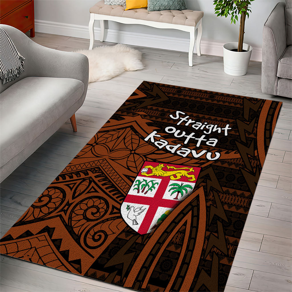 Straight Outta Kadavu Fiji Area Rug Tribal Polynesian Tattoo Coat Of Arms Flag TS04 - Polynesian Pride