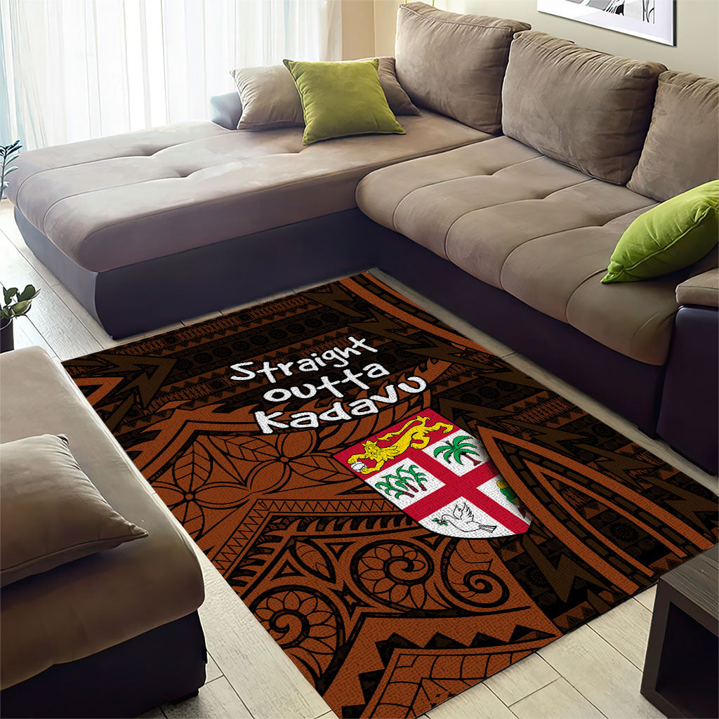 Straight Outta Kadavu Fiji Area Rug Tribal Polynesian Tattoo Coat Of Arms Flag TS04 - Polynesian Pride