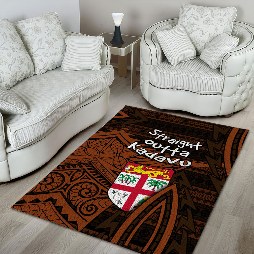 Straight Outta Kadavu Fiji Area Rug Tribal Polynesian Tattoo Coat Of Arms Flag TS04 - Polynesian Pride