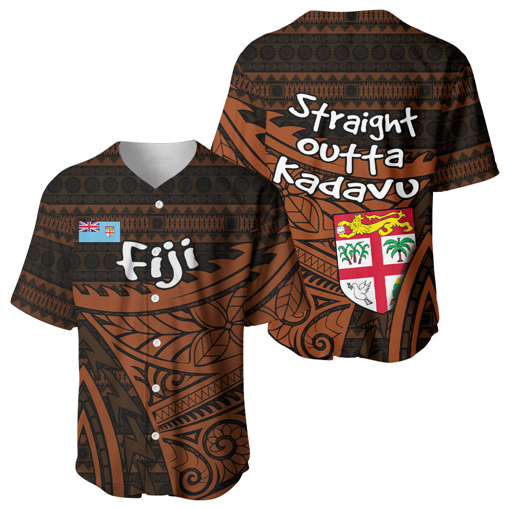 Straight Outta Kadavu Fiji Baseball Jersey Tribal Polynesian Tattoo Coat Of Arms Flag TS04 - Polynesian Pride