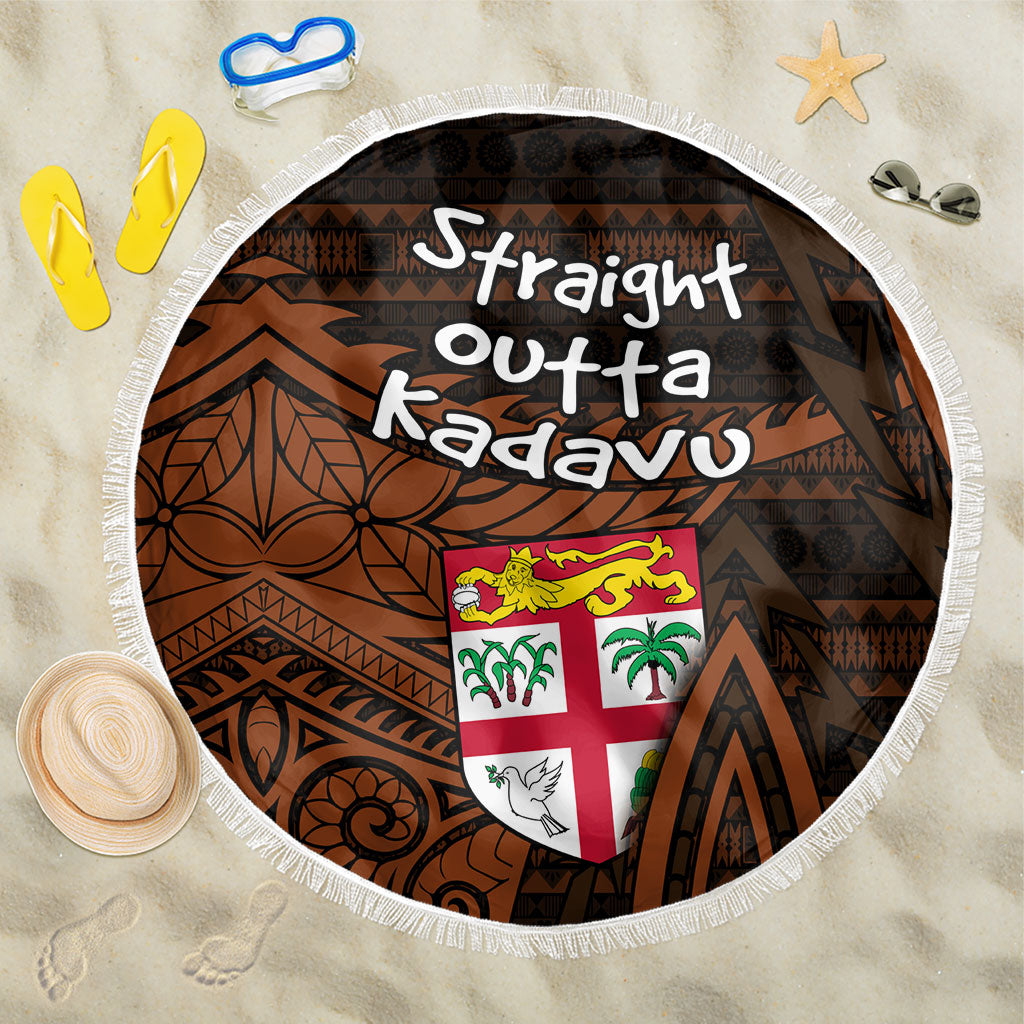 Straight Outta Kadavu Fiji Beach Blanket Tribal Polynesian Tattoo Coat Of Arms Flag