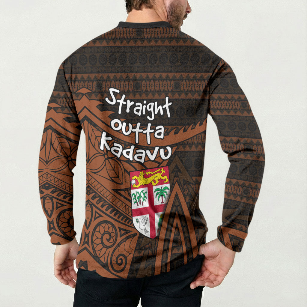 Straight Outta Kadavu Fiji Button Sweatshirt Tribal Polynesian Tattoo Coat Of Arms Flag TS04 - Polynesian Pride