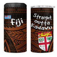 Straight Outta Kadavu Fiji 4 in 1 Can Cooler Tumbler Tribal Polynesian Tattoo Coat Of Arms Flag TS04 One Size: 16 oz Brown Black - Polynesian Pride