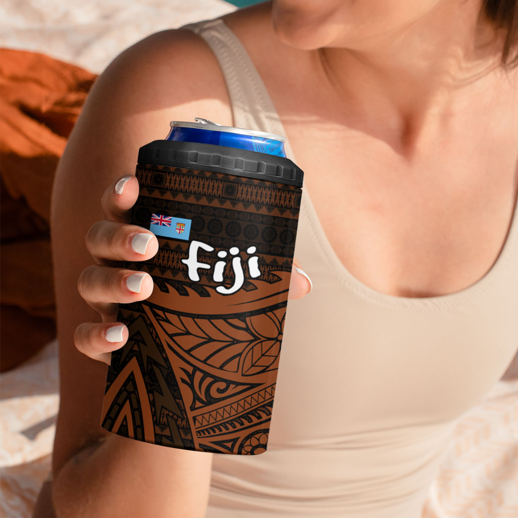 Straight Outta Kadavu Fiji 4 in 1 Can Cooler Tumbler Tribal Polynesian Tattoo Coat Of Arms Flag TS04 - Polynesian Pride