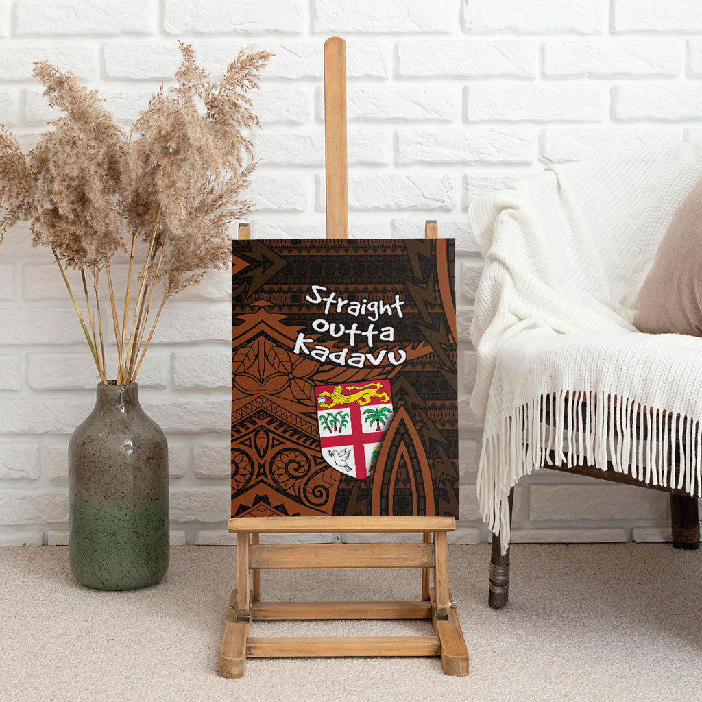 Straight Outta Kadavu Fiji Canvas Wall Art Tribal Polynesian Tattoo Coat Of Arms Flag TS04 - Polynesian Pride