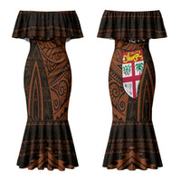 Straight Outta Kadavu Fiji Couples Matching Mermaid Dress and Hawaiian Shirt Tribal Polynesian Tattoo Coat Of Arms Flag TS04 - Polynesian Pride