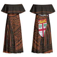 Straight Outta Kadavu Fiji Couples Matching Off Shoulder Maxi Dress and Hawaiian Shirt Tribal Polynesian Tattoo Coat Of Arms Flag TS04 - Polynesian Pride