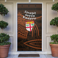 Straight Outta Kadavu Fiji Door Cover Tribal Polynesian Tattoo Coat Of Arms Flag TS04 Brown Black - Polynesian Pride