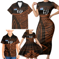 Straight Outta Kadavu Fiji Family Matching Short Sleeve Bodycon Dress and Hawaiian Shirt Tribal Polynesian Tattoo Coat Of Arms Flag TS04 - Polynesian Pride