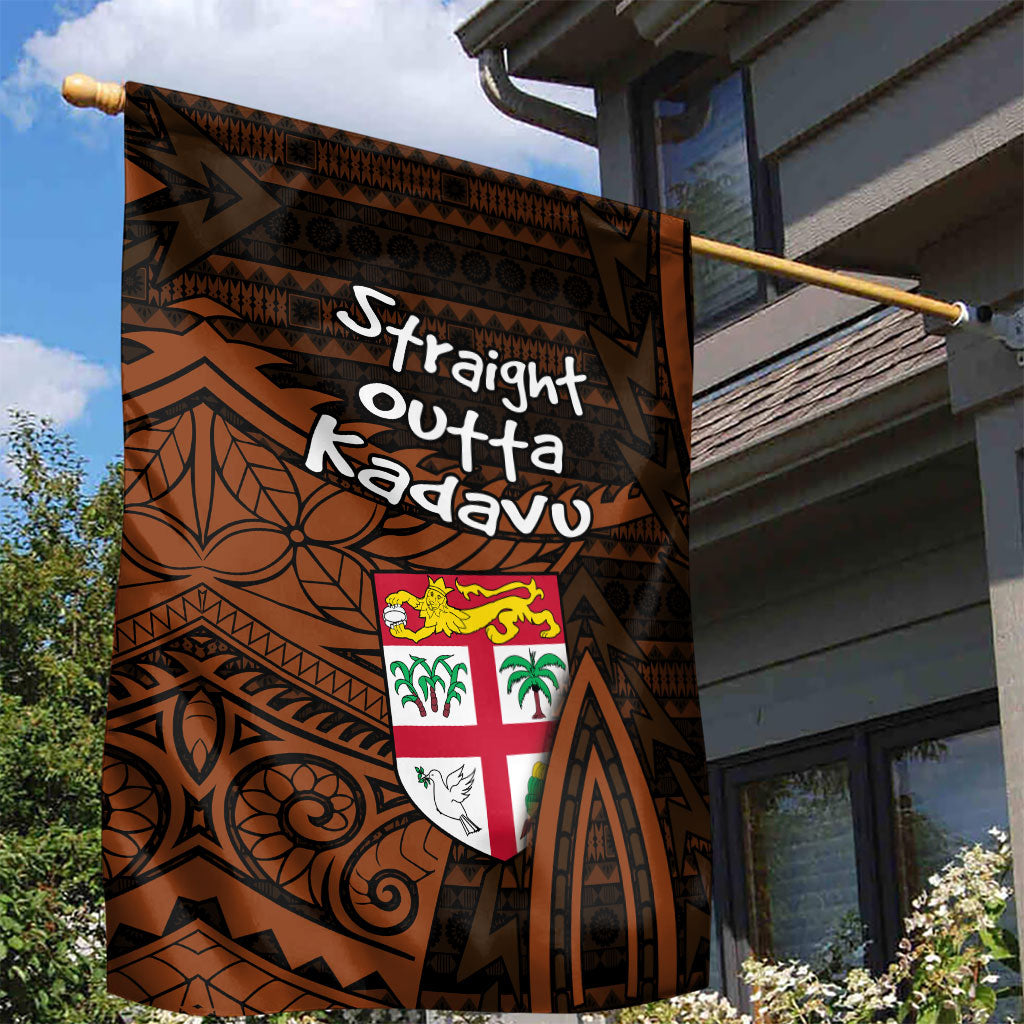 Straight Outta Kadavu Fiji Garden Flag Tribal Polynesian Tattoo Coat Of Arms Flag TS04 - Polynesian Pride
