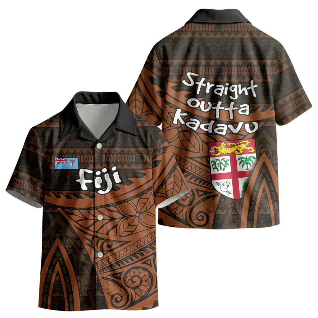 Straight Outta Kadavu Fiji Kid Hawaiian Shirt Tribal Polynesian Tattoo Coat Of Arms Flag TS04 - Polynesian Pride