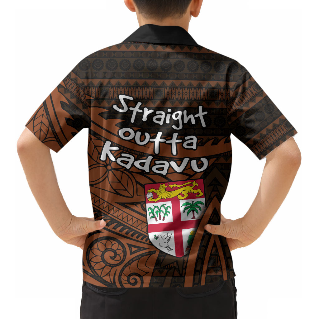 Straight Outta Kadavu Fiji Kid Hawaiian Shirt Tribal Polynesian Tattoo Coat Of Arms Flag TS04 - Polynesian Pride